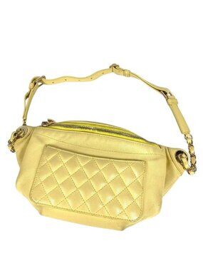 Chanel Belt Bag CC Logo Leather Yellow
